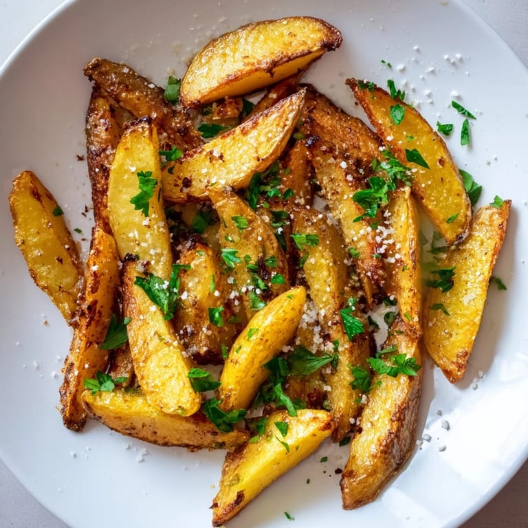 Close-up of perfectly golden 15-Minute Microwave Crispy Potatoes, showing texture and seasoned coating on each piece.