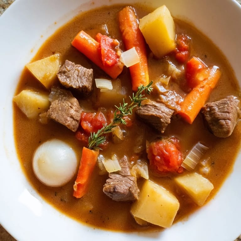 Steaming bowl of Instant Pot Beef Stew showcasing beef chunks and root vegetables, ready to be enjoyed.
