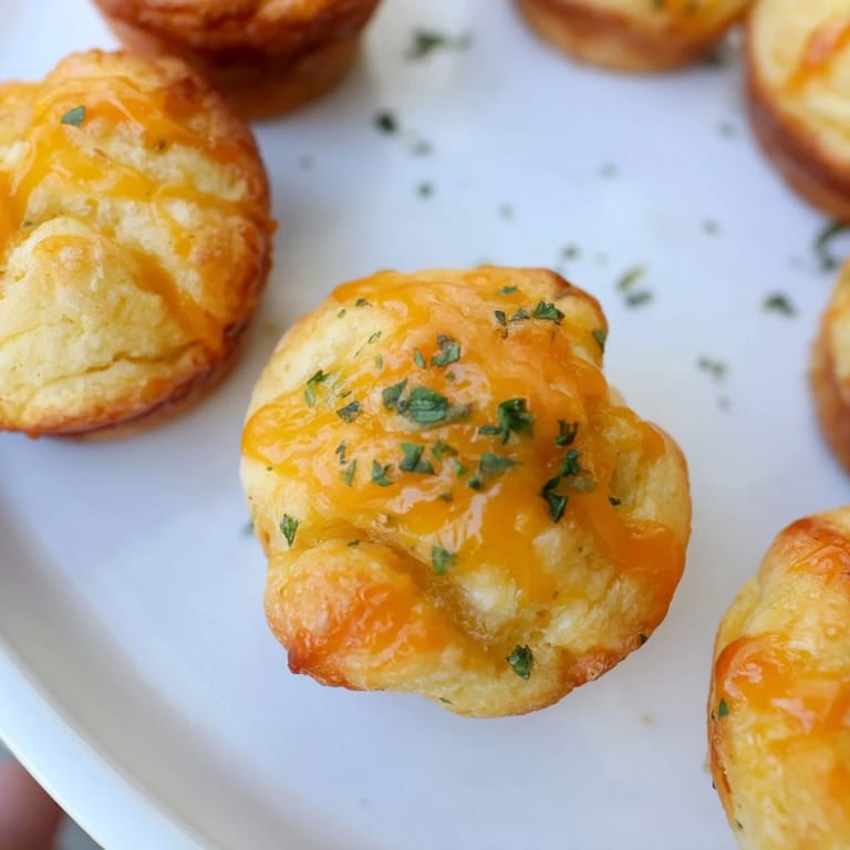 Close-up of baked Mini Cheddar Bay Biscuit Pull-Aparts; savory, cheesy, and bursting with garlic butter flavor.
