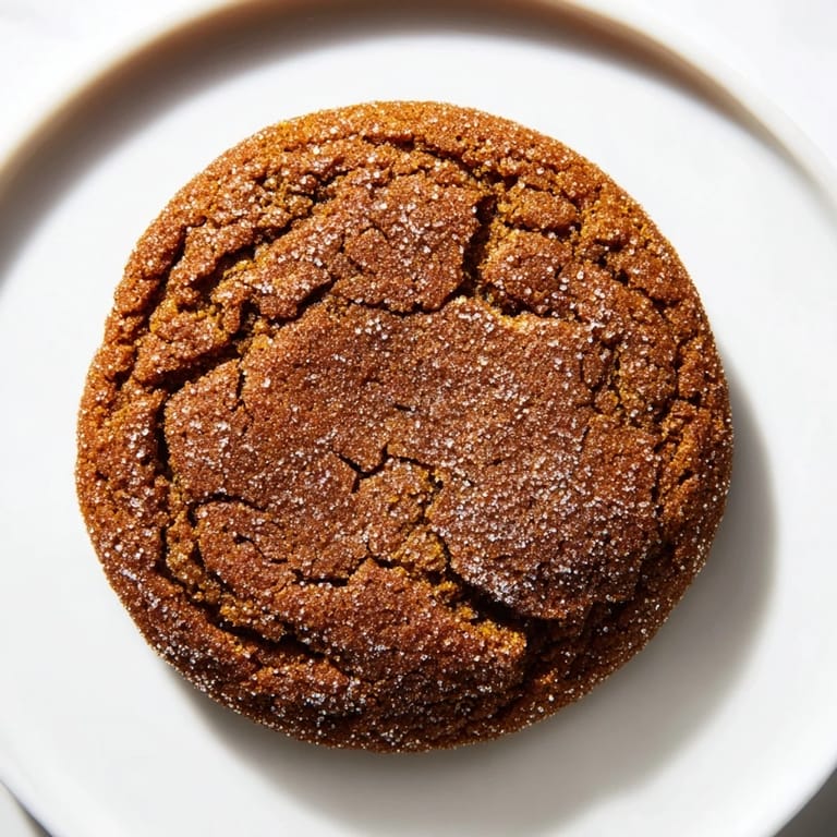 Close-up of golden, crackled chewy soft molasses cookies, showing their soft, inviting texture in-hand.