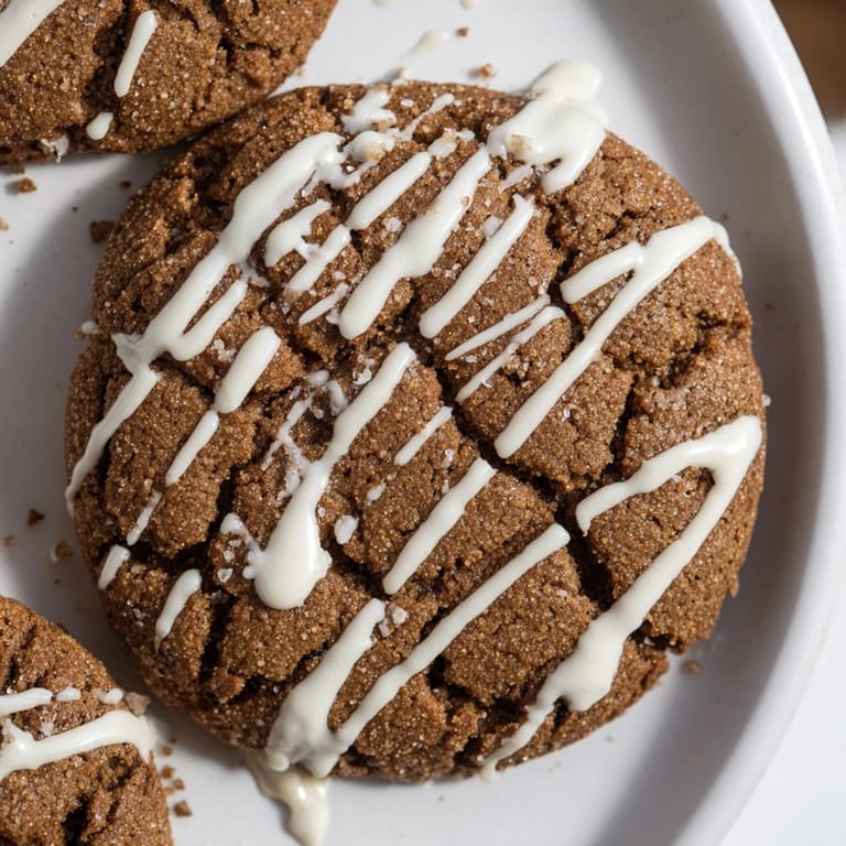 Golden-brown gingerbread latte cookies, fresh from the oven, offering a delightful coffee and spice aroma.