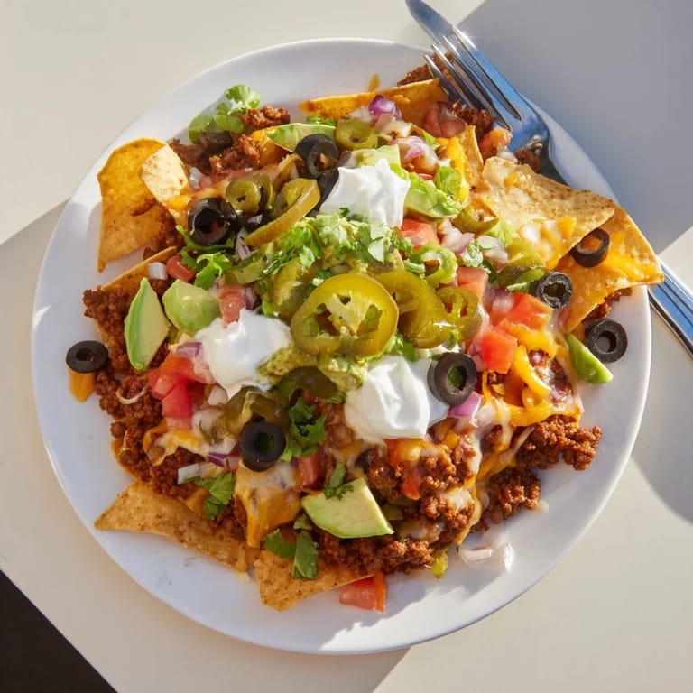Enjoy a sheet pan full of Sheet Pan Nachos with Budget Ground Beef, overflowing with melted cheese and zesty jalapeños.