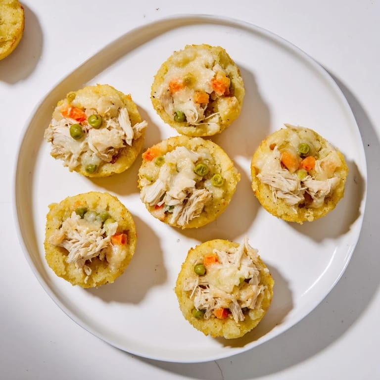 Fluffy Chicken Pot Pie Cornbread Muffins, fresh from the oven, offering a delightful blend of textures and flavors.
