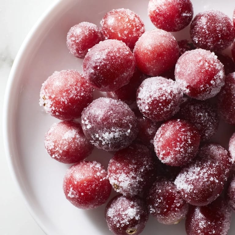 These sparkling, sugared vegan candied cranberries offer a pop of color and tart sweetness.