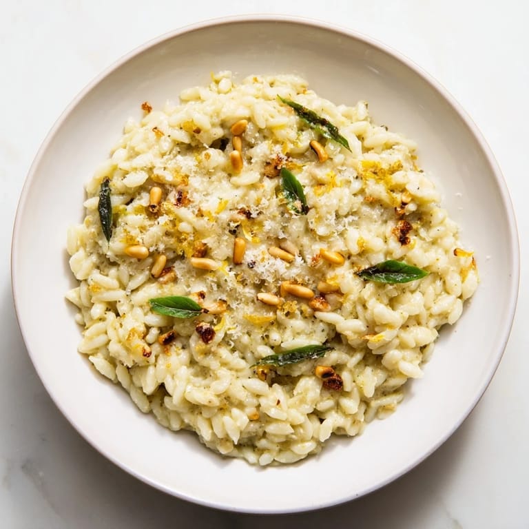 Silky 15-Minute Creamy Pesto Risoni, showcasing the rich pesto cream sauce over tender orzo pasta.