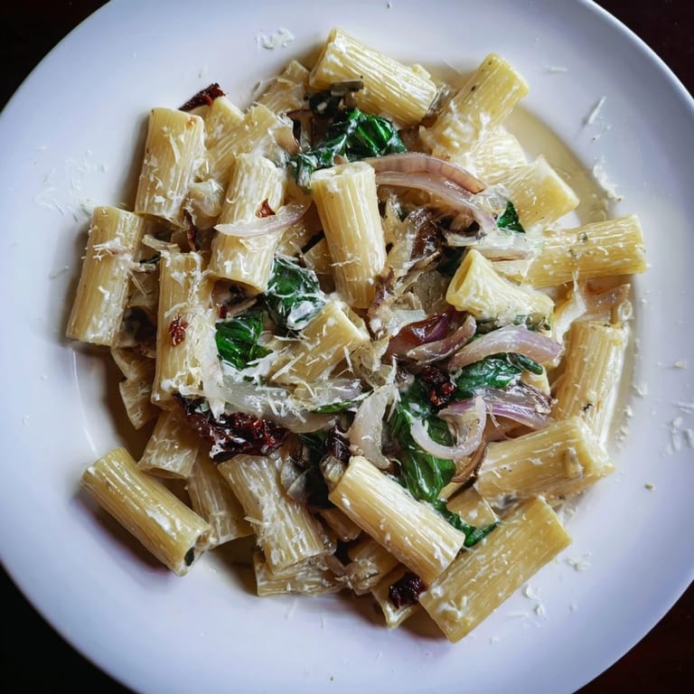 Imagine the textures: al dente pasta mixed with the vibrant sun-dried tomato and spinach in this Creamy Cottage Cheese Pasta.