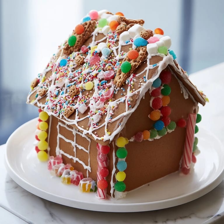 Freshly baked gingerbread house panels and assorted candies create a beautiful decorating kit.
