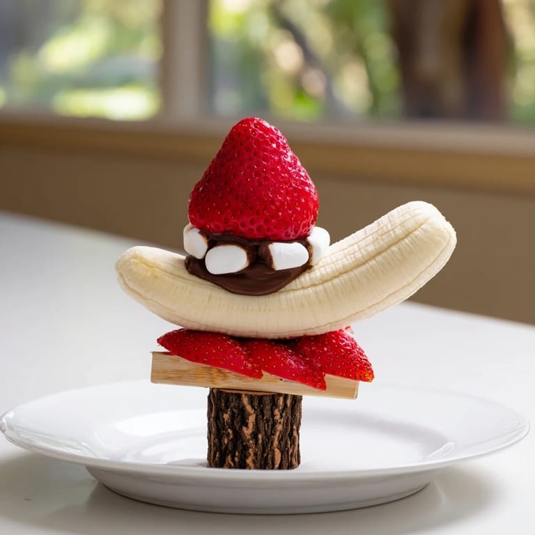 Vibrant image of Strawberry Banana Santa Sticks: Fun and cheerful holiday treat with fruit and marshmallows.