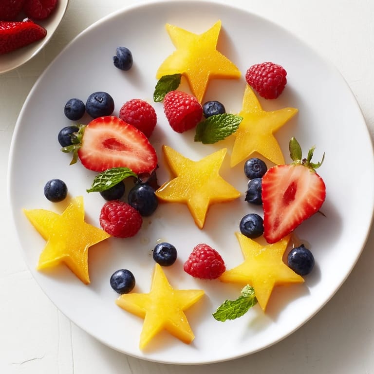 Beautifully sliced starfruit complements the colorful berries on this refreshing and healthy platter recipe.