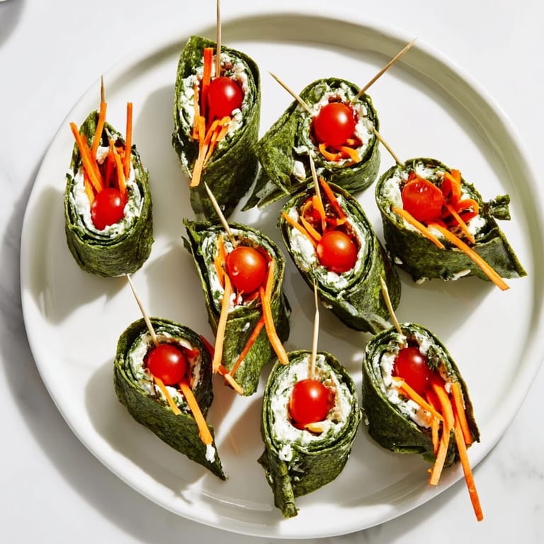 Close-up of savory Holly Leaf Spinach Wraps, ready to eat with a creamy herb-infused cheese center.
