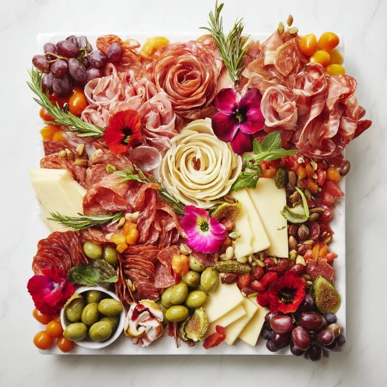 Magnificent Advanced Artisan Array charcuterie arrangement with cheese roses, vibrant fruit, and cured meats for an elegant spread.