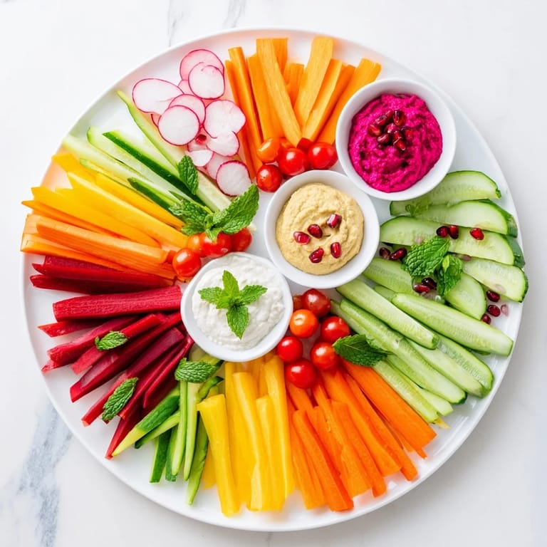 A close-up of a loaded Vegan Global Gardener Platter, perfect for a healthy and impressive appetizer option.