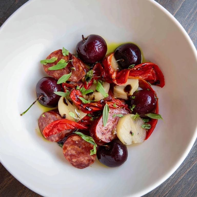 The Crimson Tide appetizer's S-curve of chorizo and cherries looks delicious on crackers.