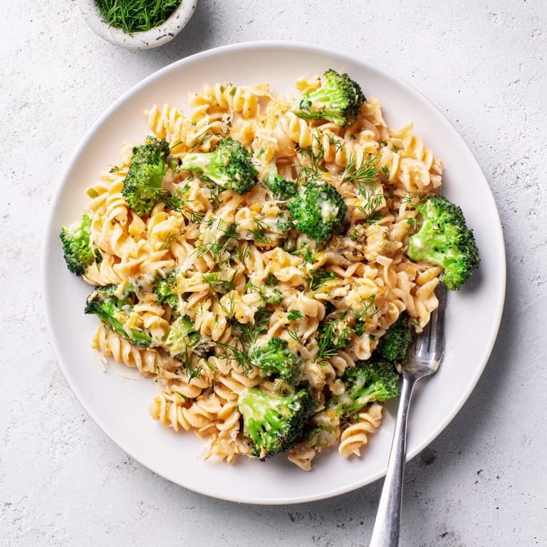 This comforting bowl of Green Goddess Broccoli Cheddar One-Pot Pasta features fresh herbs and cheesy goodness.