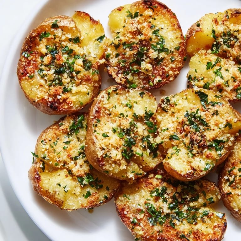 Homemade Parmesan Smashed Potatoes, perfectly golden and inviting, ready to be enjoyed.