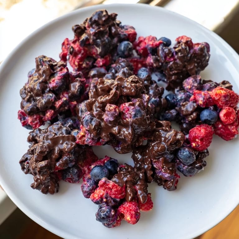 Perfectly chilled chocolate yogurt clusters, ready to be served as an easy, refreshing, frozen dessert treat.