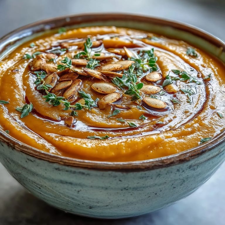 A rustic mug of Roasted Butternut Squash Soup paired with crusty bread for dipping beside a cozy plaid napkin. 