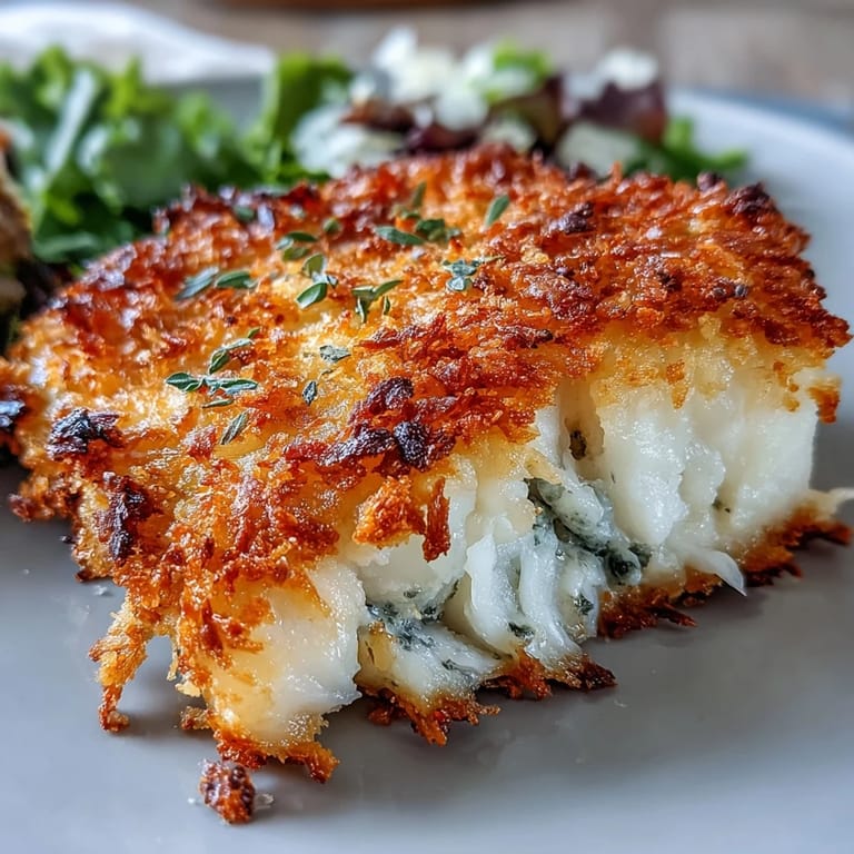 Oven-roasted cod with golden cheese crust served alongside a vibrant medley of seasonal vegetables for a satisfying pescatarian dinner.