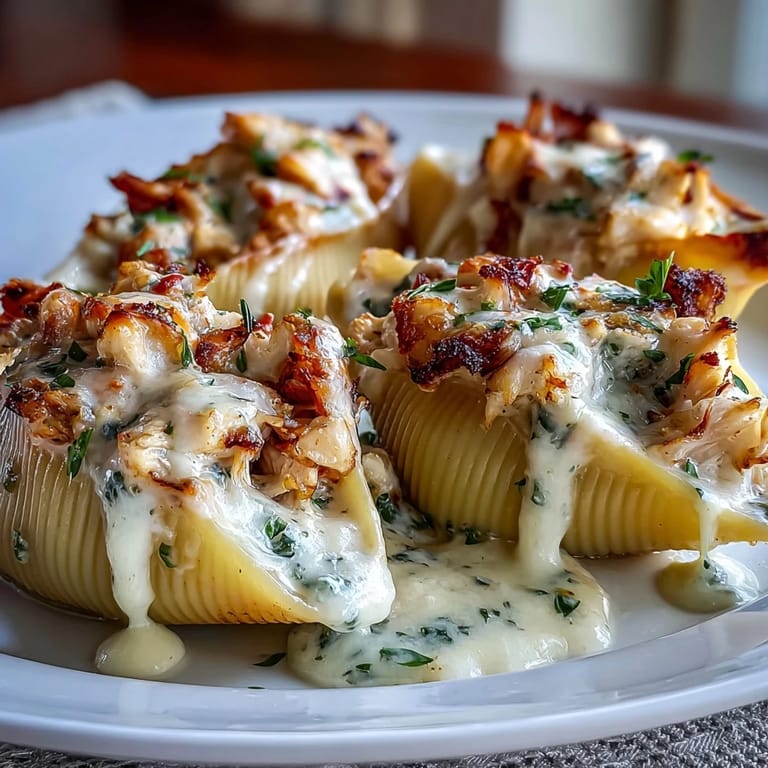 Decadent jumbo pasta shells filled with a creamy blend of lobster, crab, and cheeses, topped with a velvety cheese sauce.  