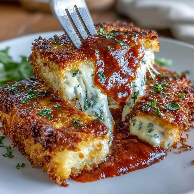 Asiago-crusted tofu slices baked with rich marinara sauce and gooey mozzarella cheese for hearty comfort.