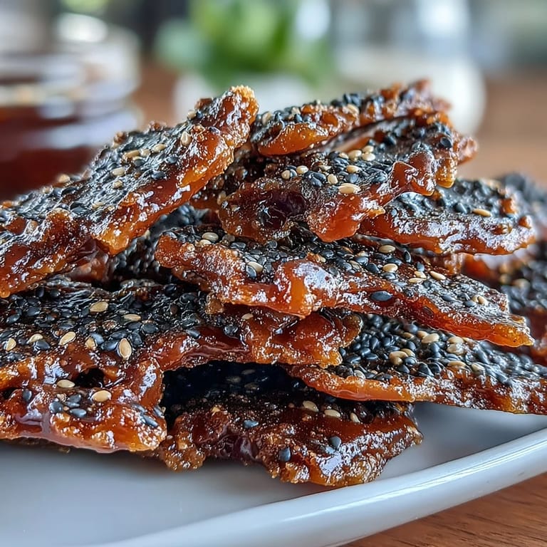 Rich black sesame brittle candy with deep caramel flavor and crunchy texture, ideal for sweet treat lovers.  