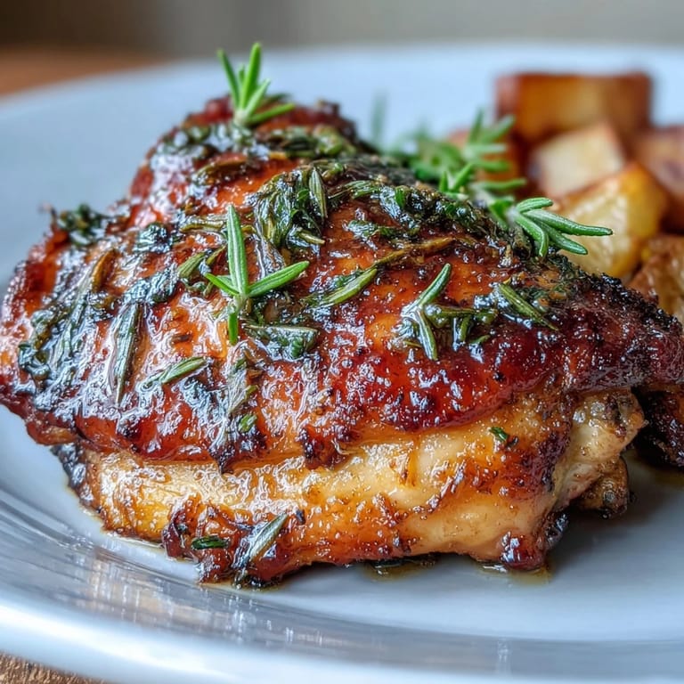 A whole roasted chicken with crispy skin, fresh herbs, and orange slices, paired with a colorful medley of roasted carrots and potatoes.