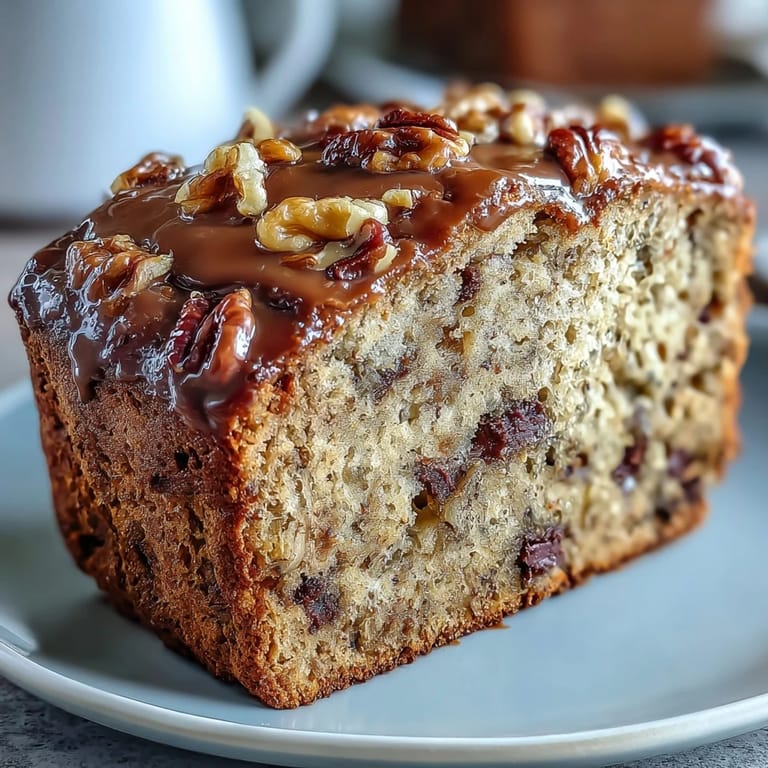 Moist, high-protein banana bread with Greek yogurt, walnuts, and dark chocolate chips—perfect for post-workout fuel or healthy snacking.