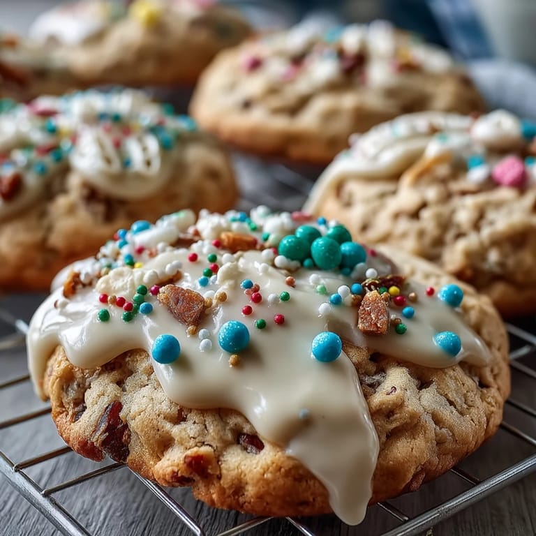 Buttery sugar cookies topped with delicate pastel icing designs, featuring bunnies, eggs, and chicks for a cheerful Easter dessert table.