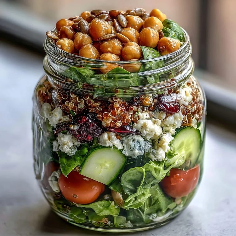 Vibrant layered mason jar salads, showcasing fresh ingredients ready for your busy week.