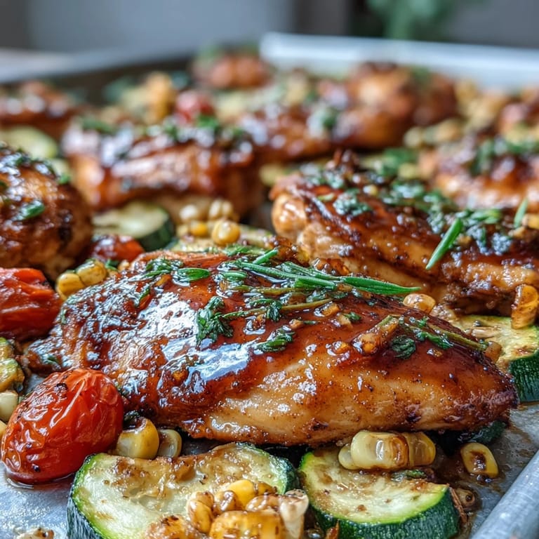 Juicy sheet pan chicken and colorful vegetables, a healthy, flavorful, and simple dish.