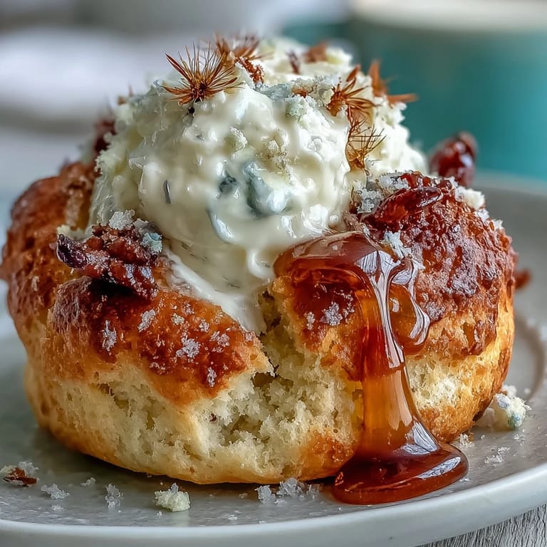 Warm, fluffy dandelion honey scones ready for a drizzle of rich, sweet honey.
