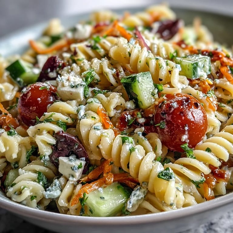 Enjoy this easy Memorial Day pasta salad, brimming with garden-fresh ingredients.