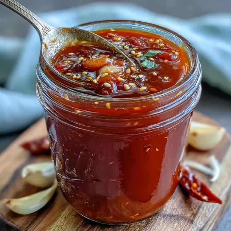 Fiery red fermented hot sauce with a tangy aroma, perfect for adding bold flavor to tacos and eggs.
