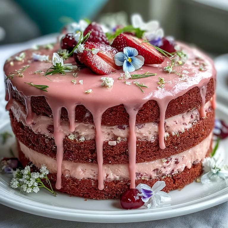 This Bridal Shower Rosé Velvet Cake features delicate pink layers and a luxurious gold accent.