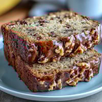 A golden, protein-packed banana bread slice topped with Greek yogurt and fresh berries for a wholesome breakfast.